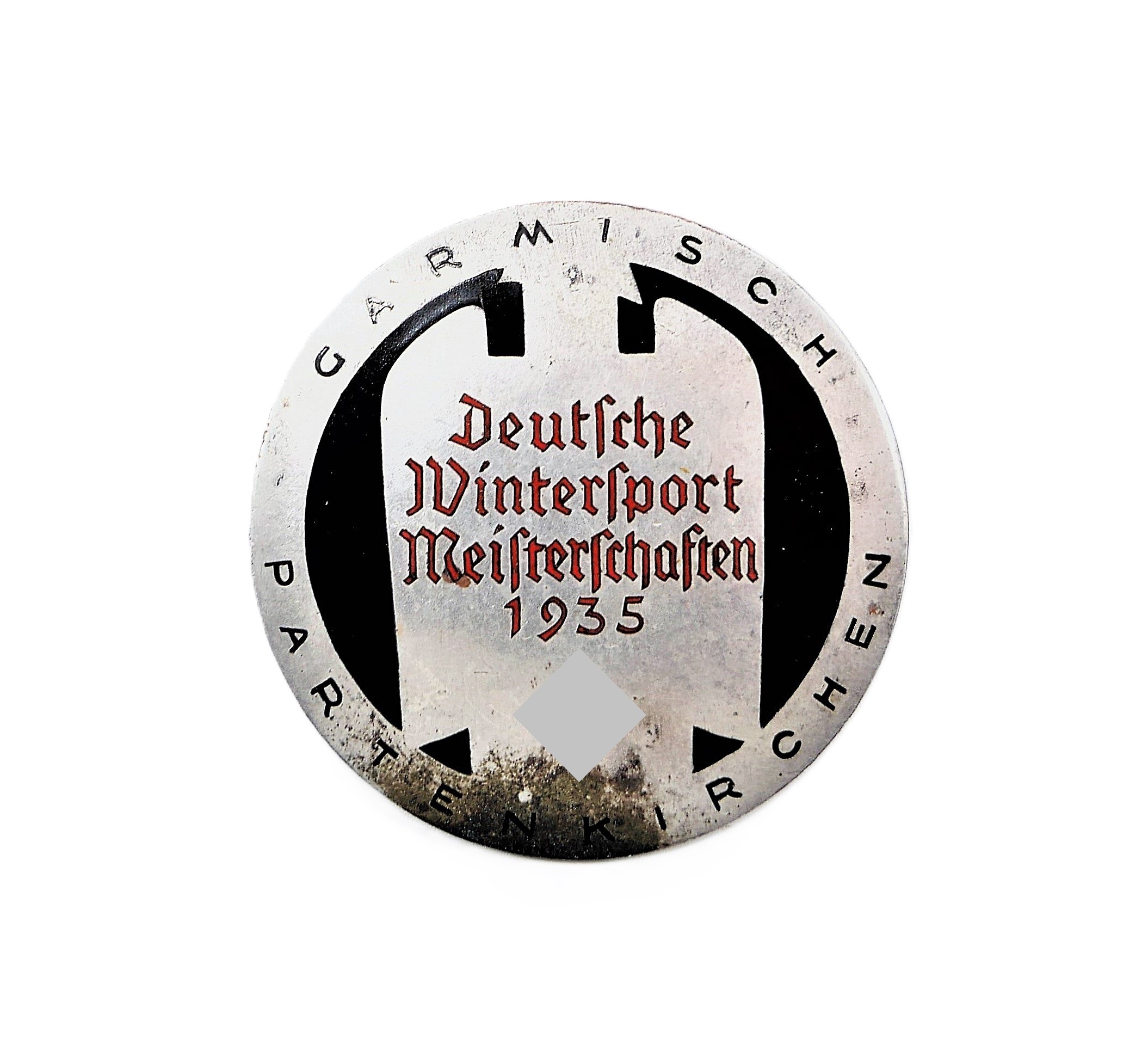 Abzeichen – Deutsche Wintersport Meisterschaften 1935 – Garmisch Partenkirchen – Hersteller Carl Poellarth, Schrobenhausen – Ski