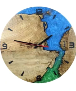 Elegante Blau Epoxy Uhr aus Eichenholz